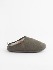 Stone Natural Corduroy Borg Lined Mule Slippers - Image 3 of 7