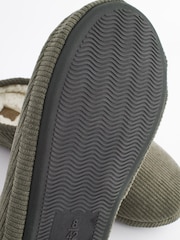 Stone Natural Corduroy Borg Lined Mule Slippers - Image 6 of 7
