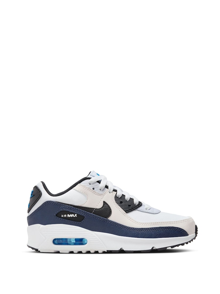 Weiß/Grau/Blau - Nike Air Max 90 Turnschuhe für Jugendliche - Bild 1 von 10 Weiß/Grau/Blau - Nike Air Max 90 Turnschuhe für Jugendliche - Bild 1 von 10