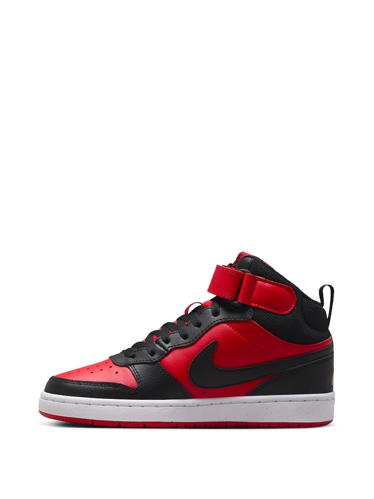 Nike Red/Black Youth Court Borough Mid Trainers - Image 4 of 11