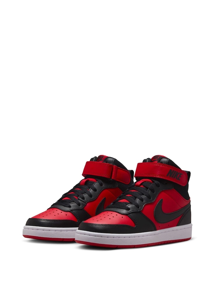 Nike Red/Black Youth Court Borough Mid Trainers - Image 5 of 11