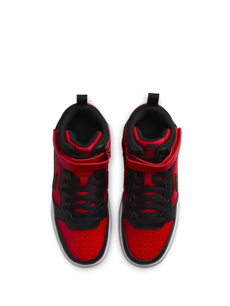 Nike Red/Black Youth Court Borough Mid Trainers - Image 6 of 11