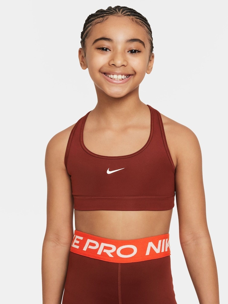 Темно-красный - Nike бюстгальтер с логотипом-галочкой Dri-FIT - Изображение 1 из 5
