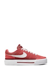 Nike Pink Court Legacy Lift Platform Trainers - Image 1 of 12