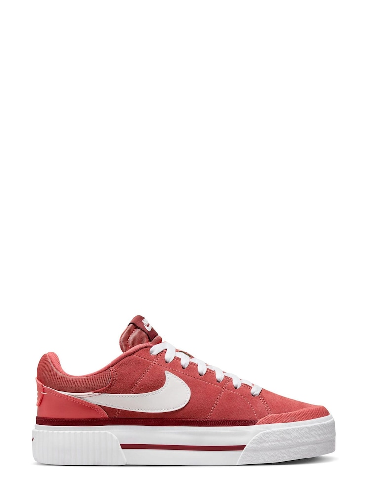 Nike Pink Court Legacy Lift Platform Trainers - Image 1 of 12