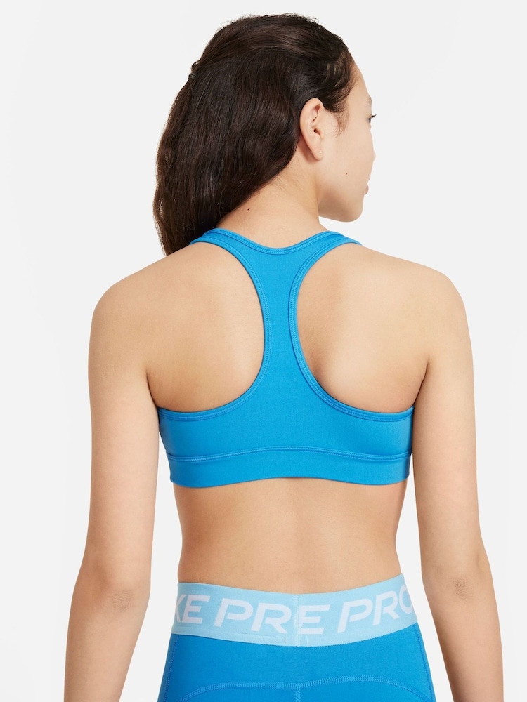 Ярко-синий - Nike бюстгальтер с логотипом-галочкой Dri-FIT - Изображение 2 из 6