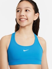 Ярко-синий - Nike бюстгальтер с логотипом-галочкой Dri-FIT - Изображение 3 из 6