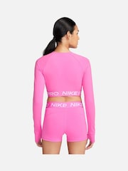 Nike Bright Pink Pro Dri-FIT Cropped Long-Sleeve Top - Image 3 of 7