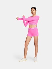 Nike Bright Pink Pro Dri-FIT Cropped Long-Sleeve Top - Image 4 of 7