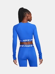 Nike Blue Pro Dri-FIT Cropped Long-Sleeve Top - Image 3 of 6