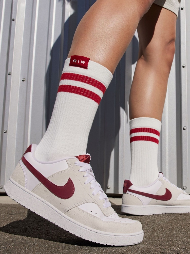 Nike Red/Cream Court Vision Low Trainers - Image 9 of 10