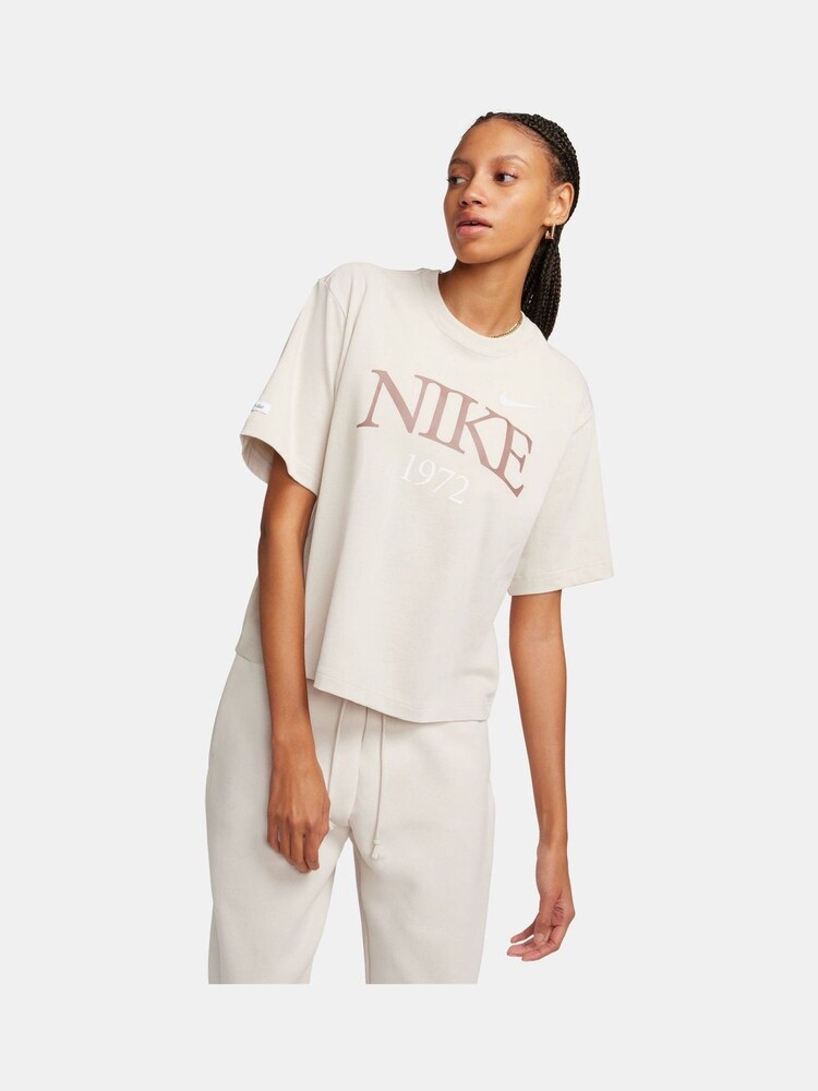 Nike Light Wood Natural Oversized Varsity Sportswear T-Shirt - Image 1 of 5