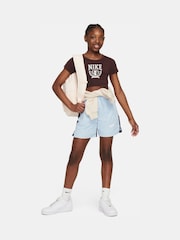 Коричневый - Nike трендовая футболка укороченного кроя - Image 2 of 7