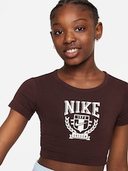 Коричневый - Nike трендовая футболка укороченного кроя - Image 4 of 7