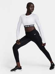 Белый - Nike Pro Dri-FIT Cropped Long Sleeve Top - Изображение 3 из 5