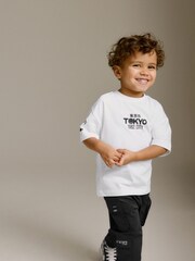Black Multi Pocket Cargo Trousers & T-Shirt Set (3mths-7yrs) - Image 1 of 9