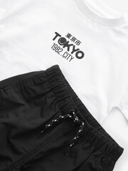 Black Multi Pocket Cargo Trousers & T-Shirt Set (3mths-7yrs) - Image 8 of 9