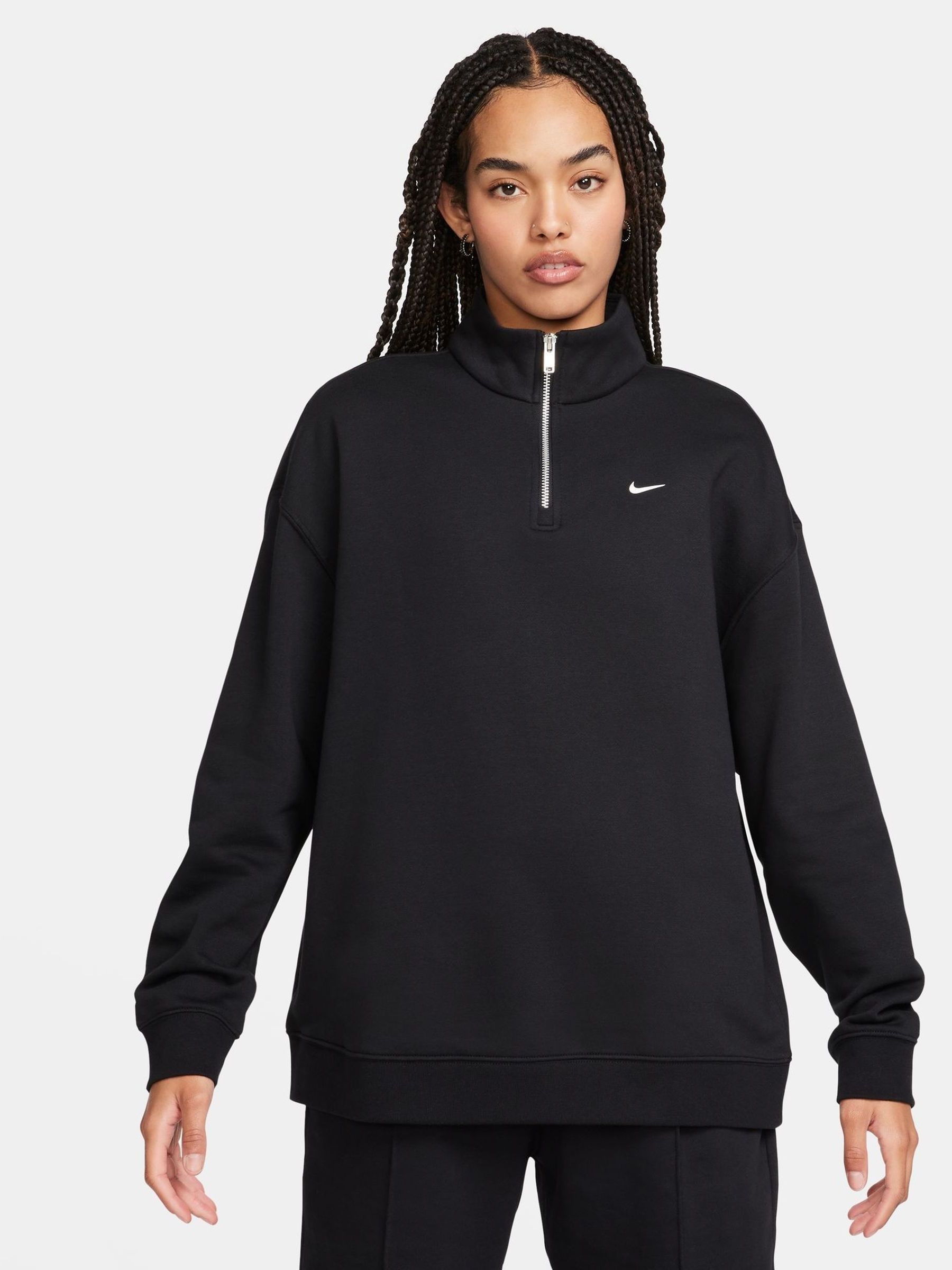 Buy Nike Black Quarter Zip Back Logo Sweatshirt from Next Luxembourg