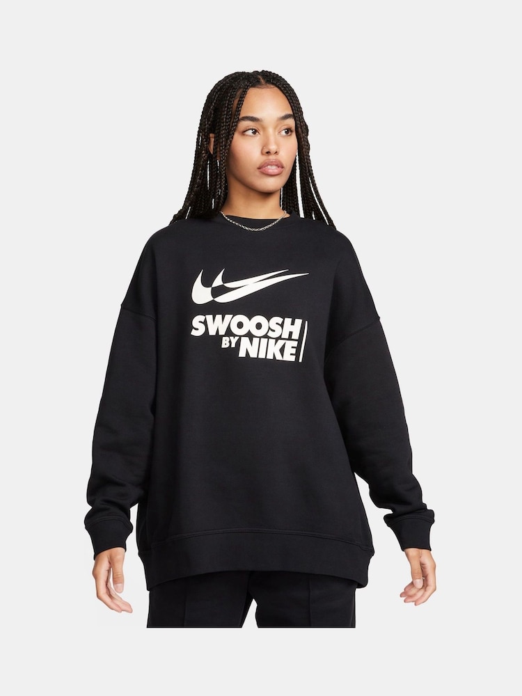 Nike Black Oversized Swoosh Logo Sweatshirt - Image 1 of 5