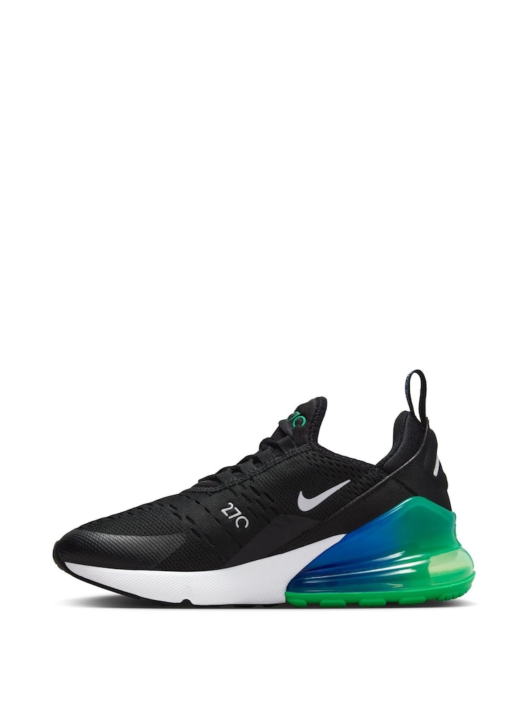 Nike Black/Light Blue Air Max 270 Youth Trainers - Image 2 of 10
