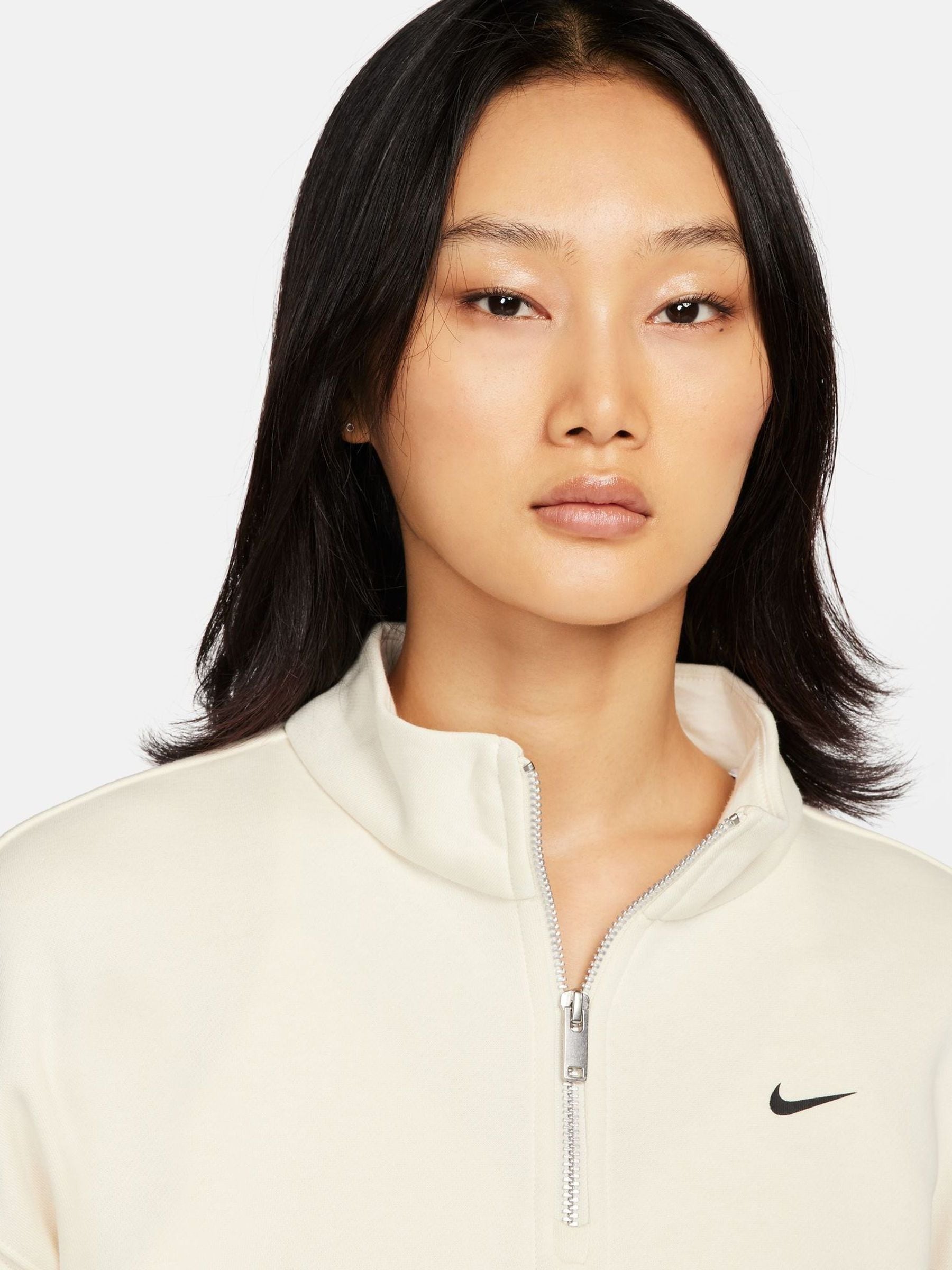 Buy Nike Cream Quarter Zip Back Logo Sweatshirt from Next