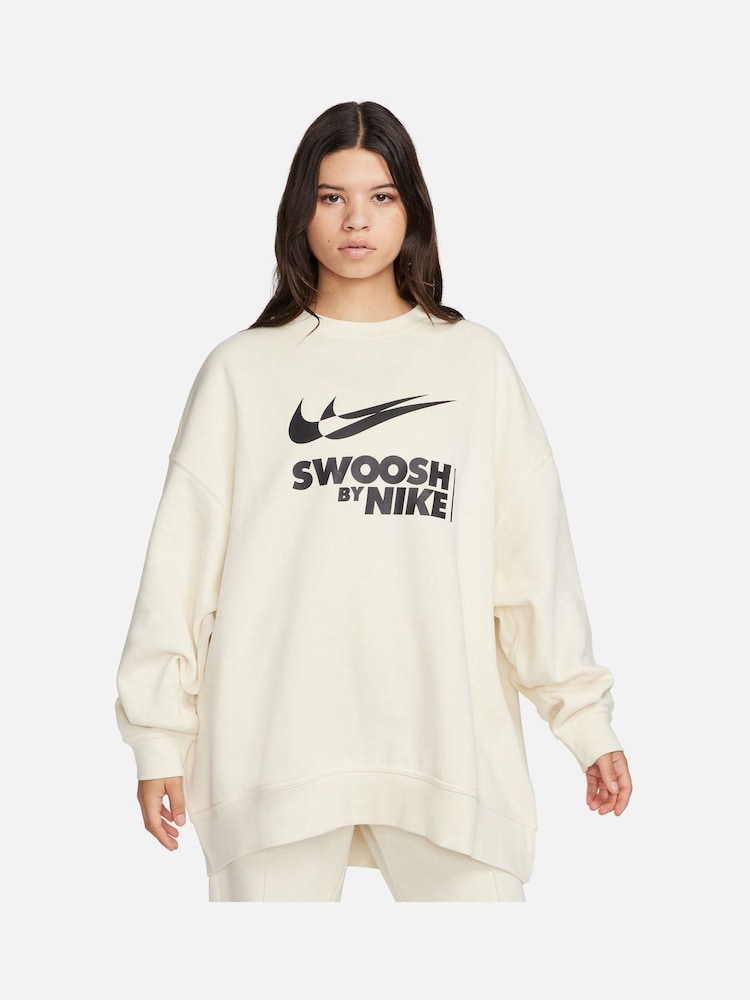 Nike Cream Oversized Swoosh Logo Sweatshirt - Image 1 of 5