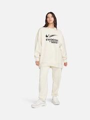 Nike Cream Oversized Swoosh Logo Sweatshirt - Image 2 of 5