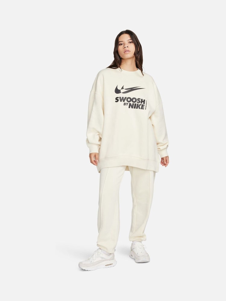 Nike Cream Oversized Swoosh Logo Sweatshirt - Image 2 of 5