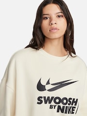 Nike Cream Oversized Swoosh Logo Sweatshirt - Image 4 of 5