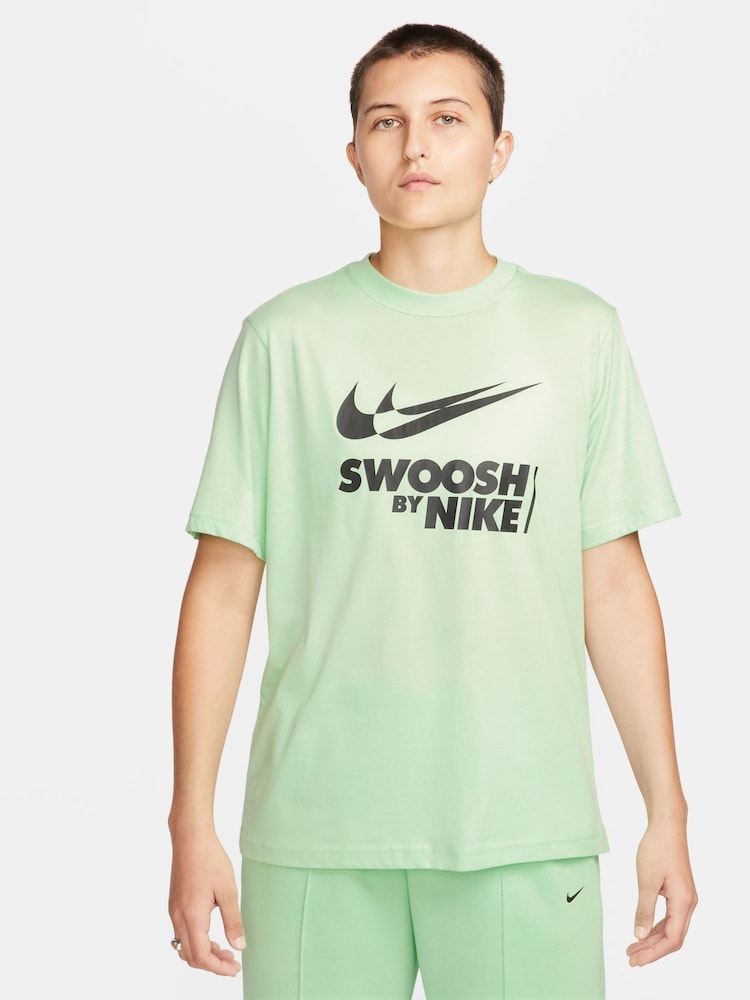 Nike Green Oversized Swoosh Logo T-Shirt - Image 1 of 5