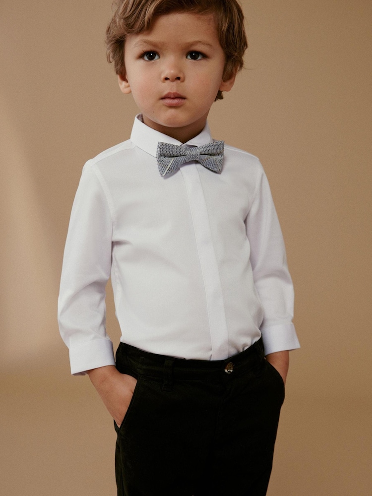White Long Sleeve Shirt And Bow Tie Set (3mths-7yrs) - Image 2 of 8