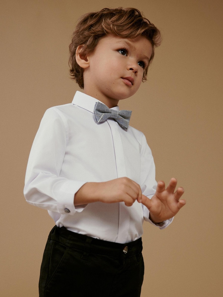 White Long Sleeve Shirt And Bow Tie Set (3mths-7yrs) - Image 6 of 8