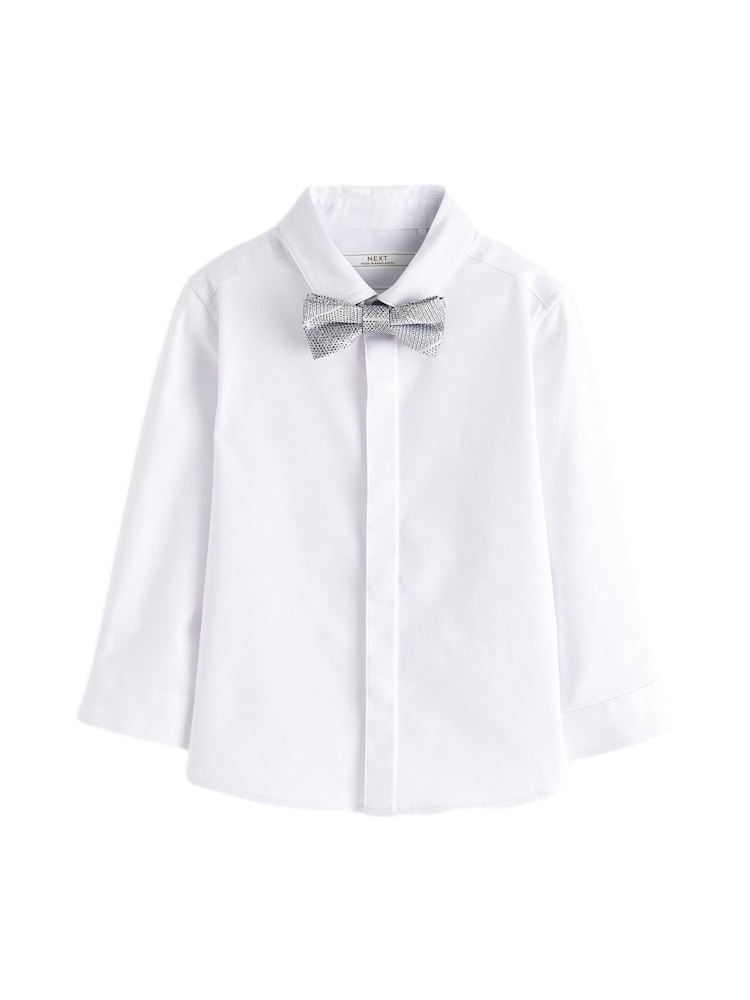 White Long Sleeve Shirt And Bow Tie Set (3mths-7yrs) - Image 7 of 8