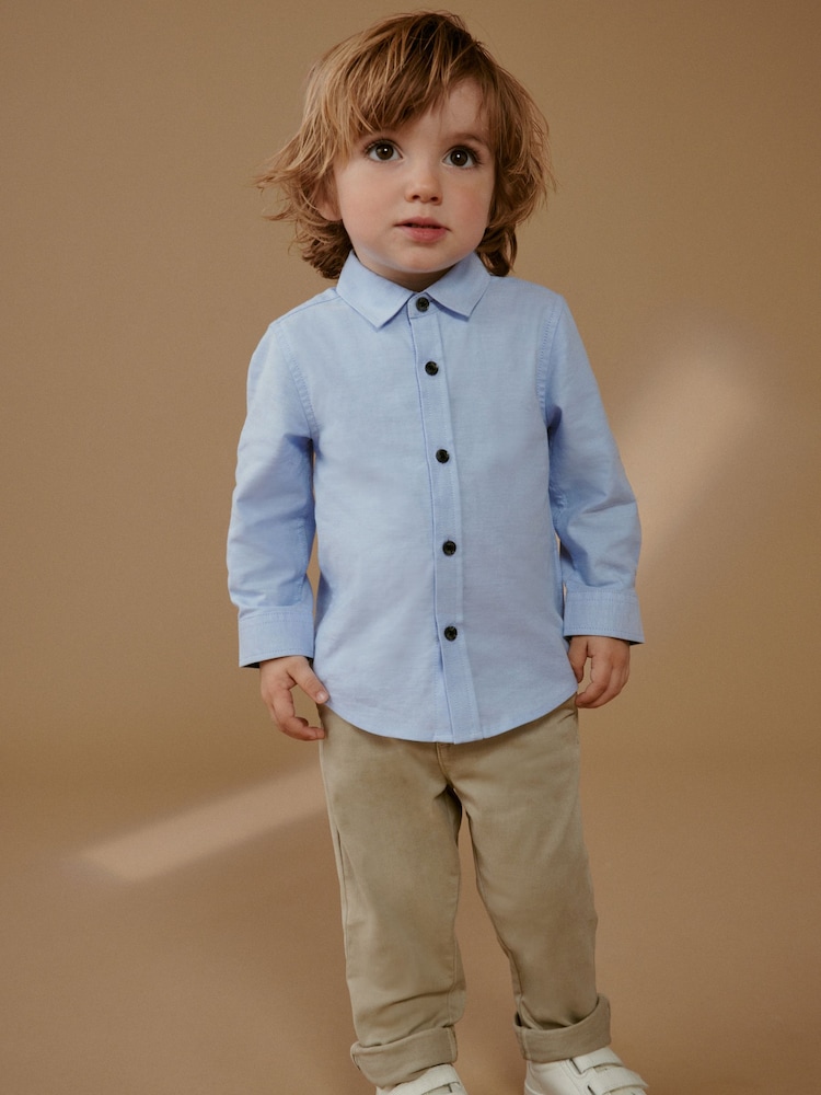 Blue Long Sleeve Oxford Shirt (3mths-7yrs) - Image 1 of 7 Blue Long Sleeve Oxford Shirt (3mths-7yrs) - Image 1 of 7