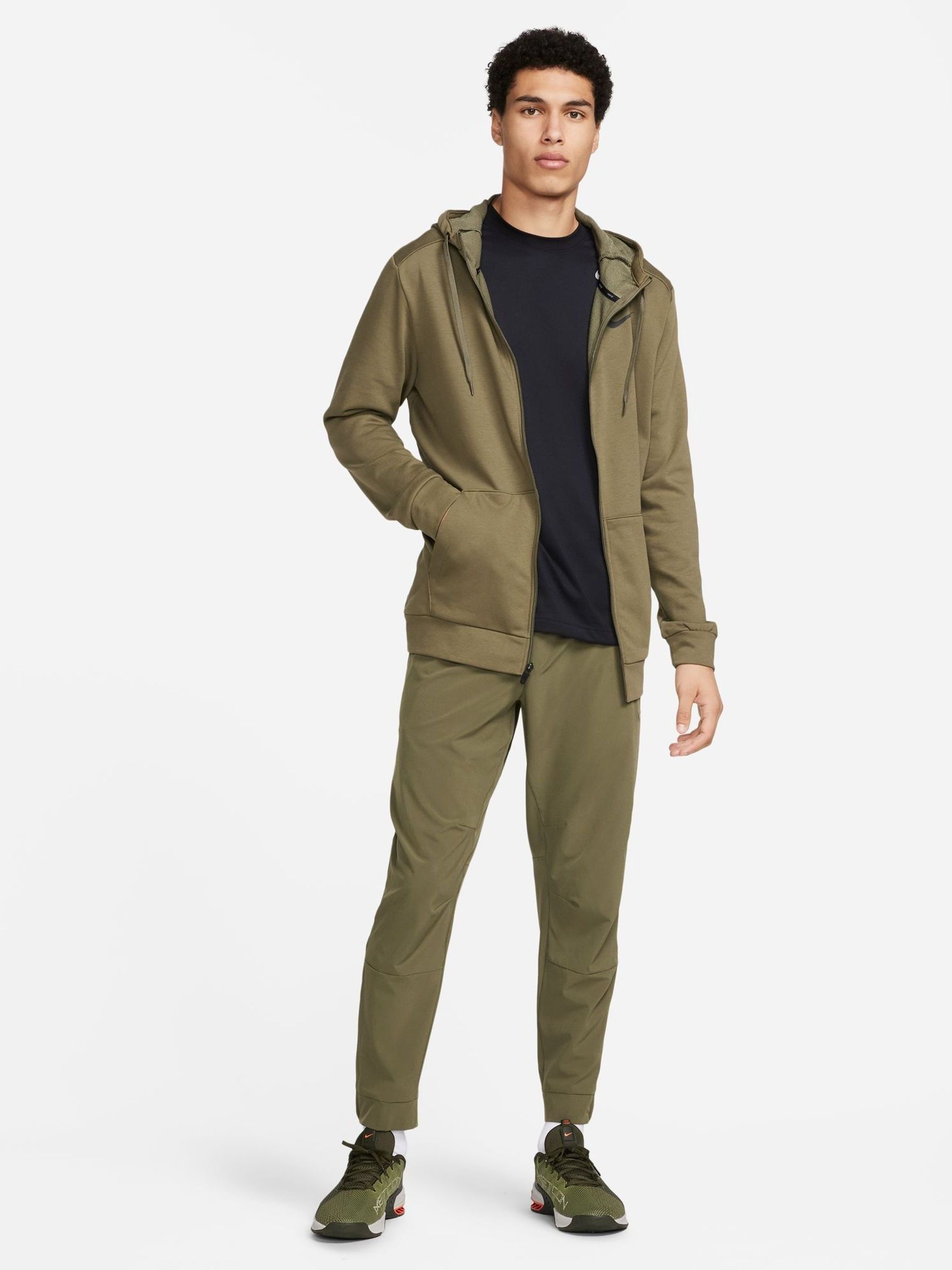 Buy Nike Olive Green Dri-FIT Zip-Up Training Hoodie from