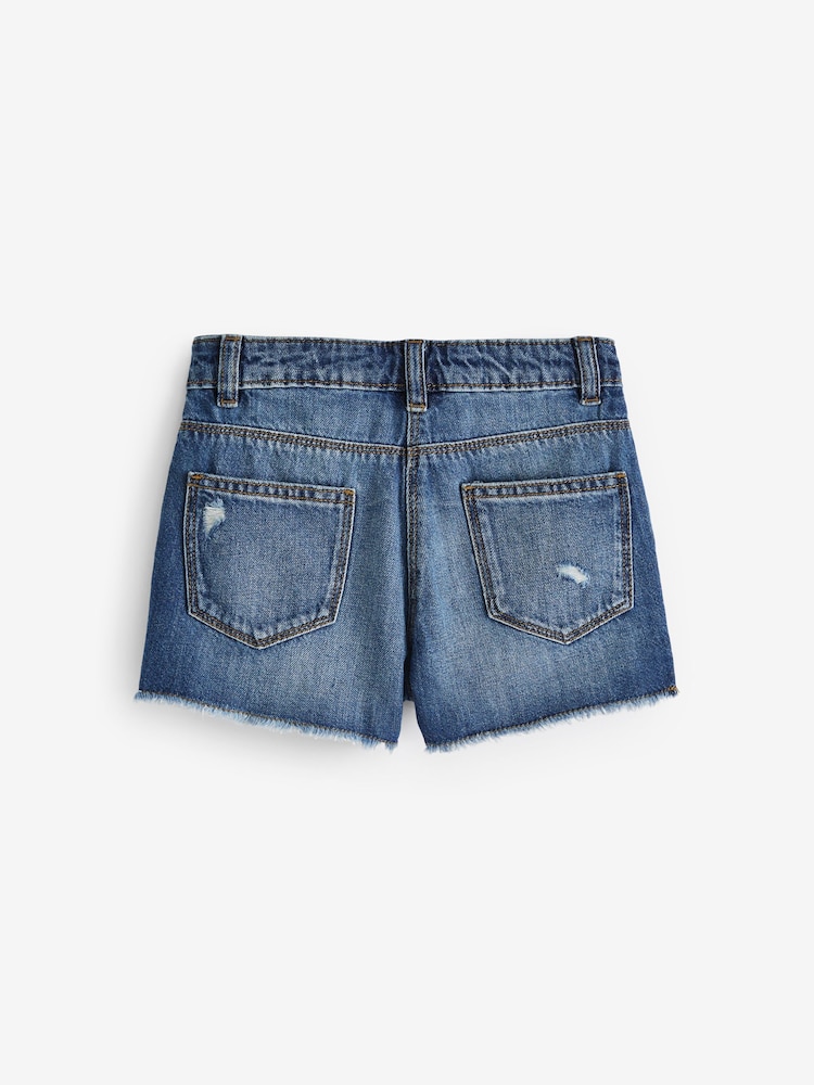 Mittelblau - Shorts im Used-Look mit Fransensaum aus 100 % Baumwolle (3–16 Jahre) - Image 5 of 6