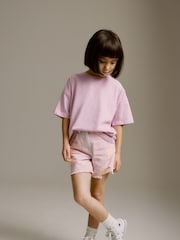 Pink/Blue Frayed Edge Distressed Shorts (3-16yrs) - Image 1 of 7