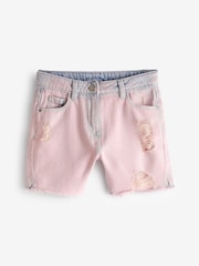 Pink/Blue Frayed Edge Distressed Shorts (3-16yrs) - Image 5 of 7