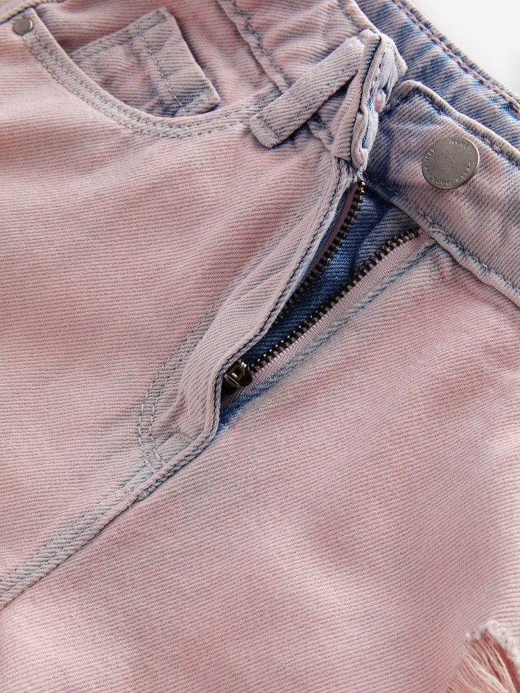 Pink/Blue Frayed Edge Distressed Shorts (3-16yrs) - Image 7 of 7