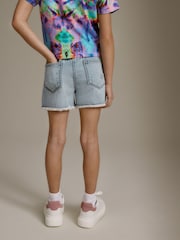 Mid Blue Rainbow Frayed Edge Distressed Shorts (3-16yrs) - Image 4 of 7