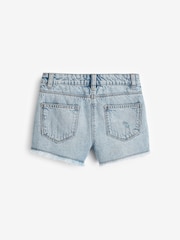 Mid Blue Rainbow Frayed Edge Distressed Shorts (3-16yrs) - Image 6 of 7