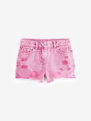 Pink 100% Cotton Frayed Edge Distressed Shorts (3-16yrs) - Image 5 of 5
