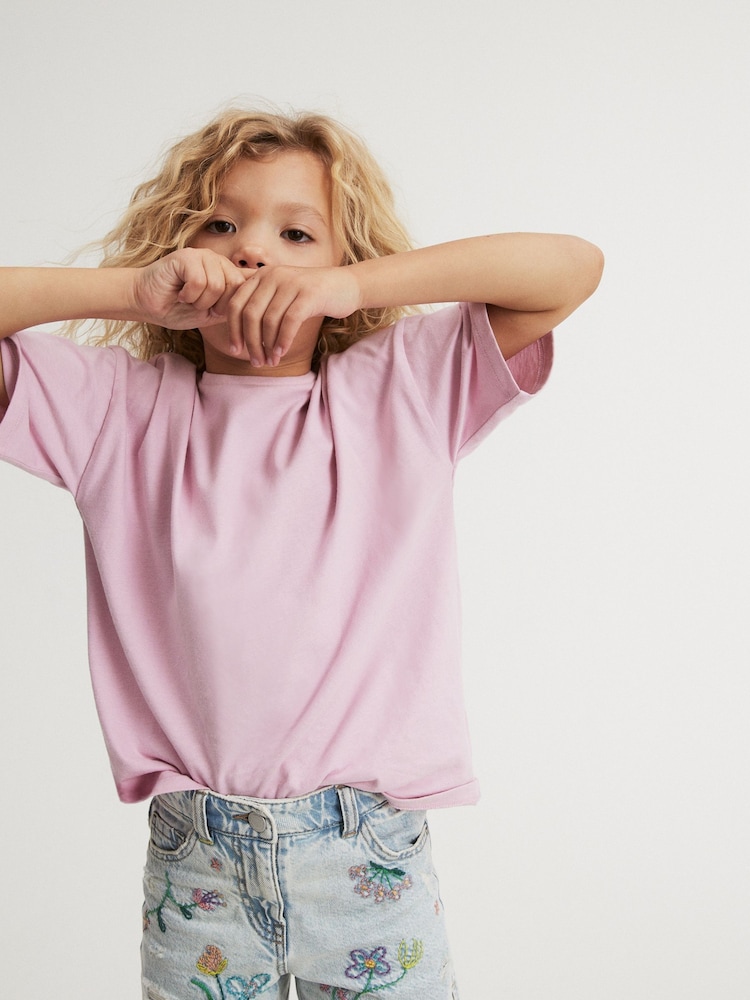 Mid Blue Floral Embroidery Denim Shorts (3-16yrs) - Image 1 of 7