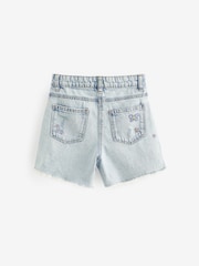 Mid Blue Floral Embroidery Denim Shorts (3-16yrs) - Image 6 of 7