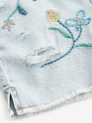 Mid Blue Floral Embroidery Denim Shorts (3-16yrs) - Image 7 of 7