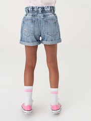Mid Blue Floral Print Embroidery 100% Cotton Denim Shorts (3-13yrs) - Image 3 of 7