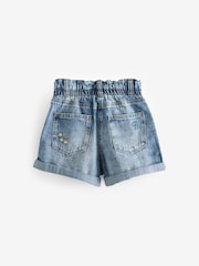 Mid Blue Floral Print Embroidery 100% Cotton Denim Shorts (3-13yrs) - Image 6 of 7