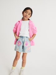 Light Blue Denim Smileyworld Regular Length 100% Cotton Frayed Edge Denim Shorts (3-16yrs) - Image 2 of 8