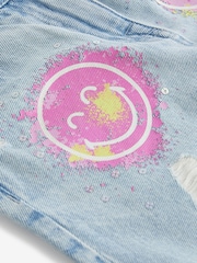 Light Blue Denim Smileyworld Regular Length 100% Cotton Frayed Edge Denim Shorts (3-16yrs) - Image 8 of 8