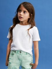 Green Frayed Edge Distressed Shorts (3-16yrs) - Image 1 of 6